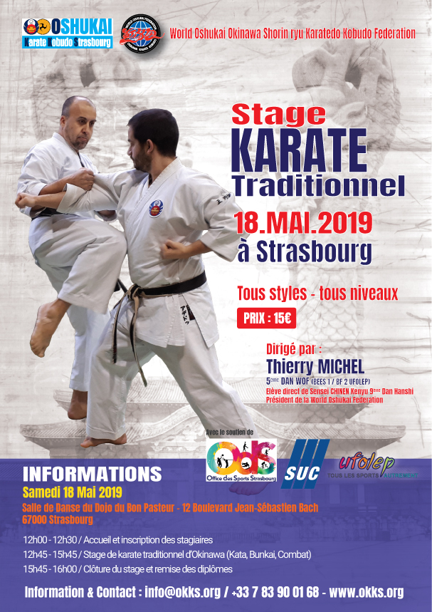 Stage de Karate traditionnel d'Okinawa à Strasbourg 18 mai 2019